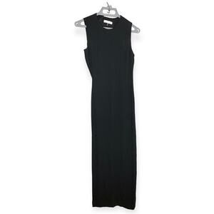 Halston Heritage Sleeveless black maxi dress mid side cutout women's size 4